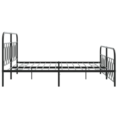 Metal Bed Frame Without Mattress With Footboard Black 160X200Cm