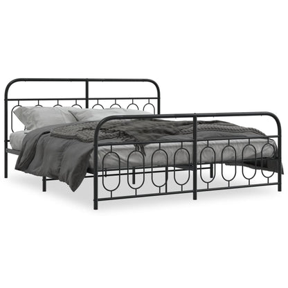 Metal Bed Frame Without Mattress With Footboard Black 180X200Cm