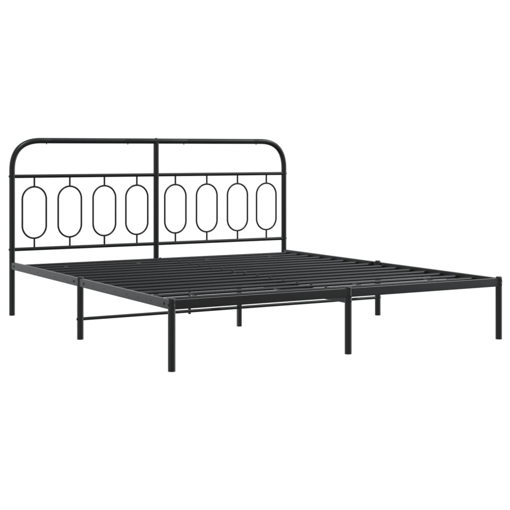 Metal Bed Frame Without Mattress With Footboard Black 180X200Cm