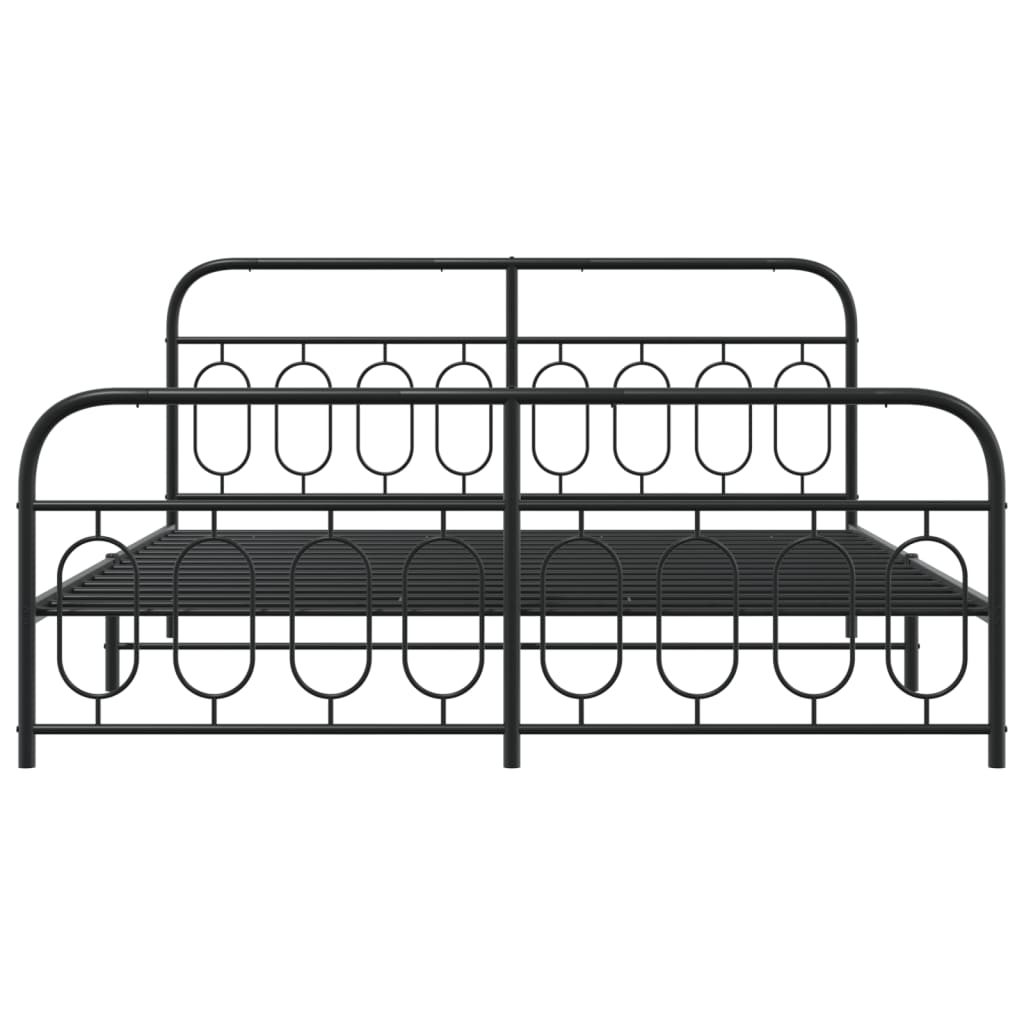 Metal Bed Frame Without Mattress With Footboard Black 180X200Cm