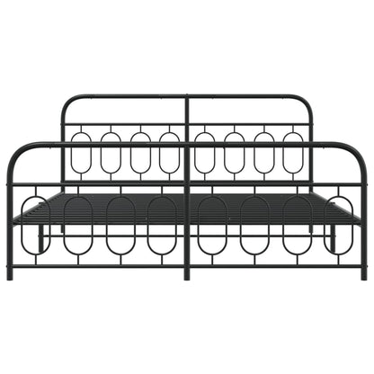 Metal Bed Frame Without Mattress With Footboard Black 180X200Cm