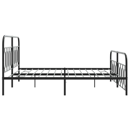 Metal Bed Frame Without Mattress With Footboard Black 183X213Cm