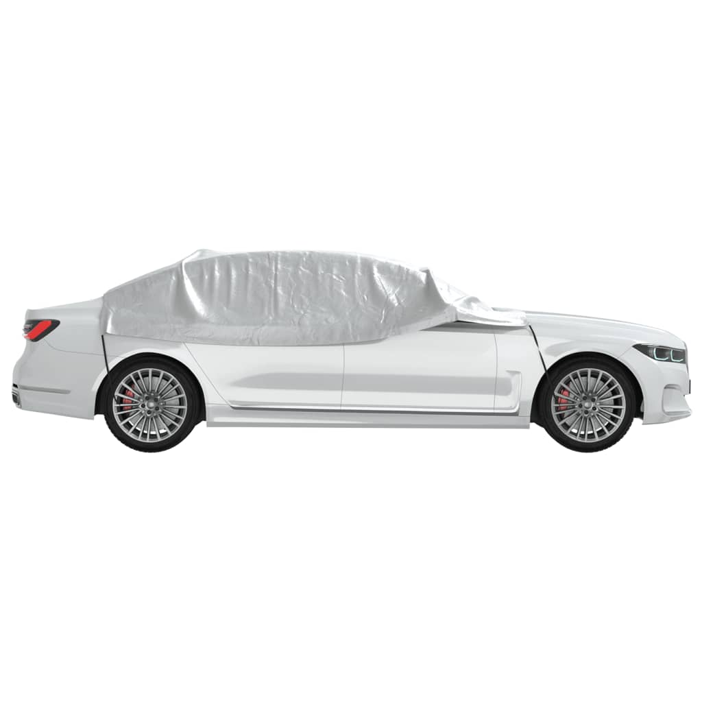 Half Car Cover With Hooks Silver M