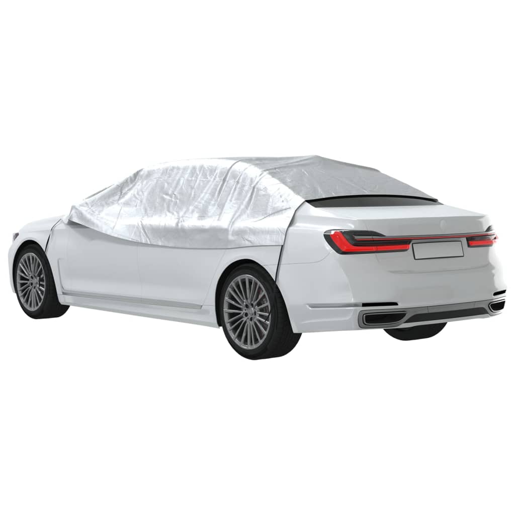 Half Car Cover With Hooks Silver M