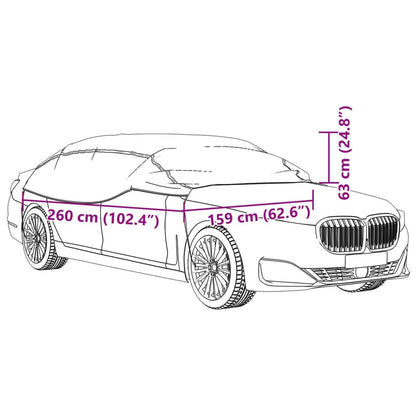 Half Car Cover With Hooks Silver M