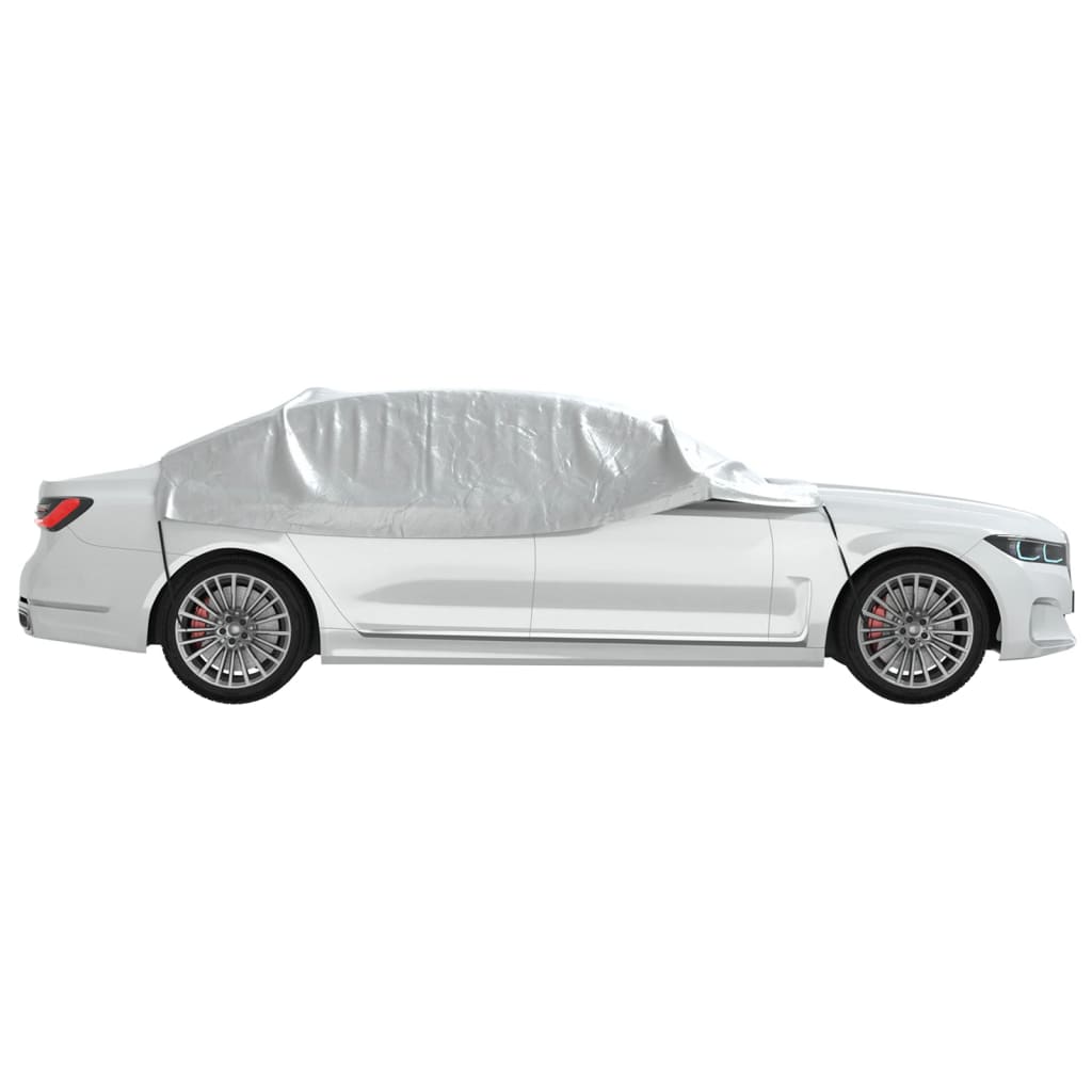 Half Car Cover With Hooks Silver L