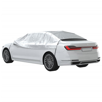 Half Car Cover With Hooks Silver Xl