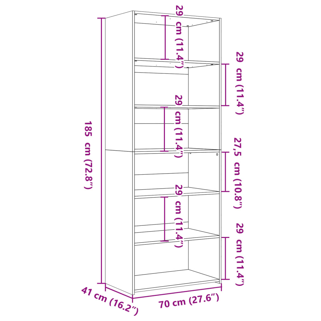 Highboard Grey Sonoma 70X41X185 Cm Engineered Wood