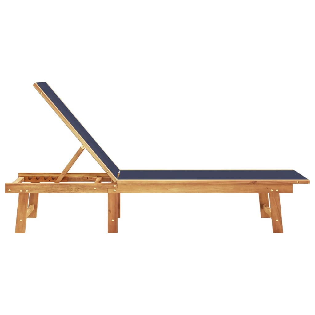 Sun Lounger Blue Solid Wood Acacia And Textilene