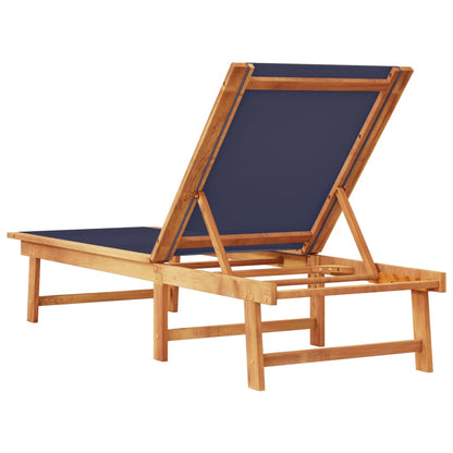 Sun Lounger Blue Solid Wood Acacia And Textilene