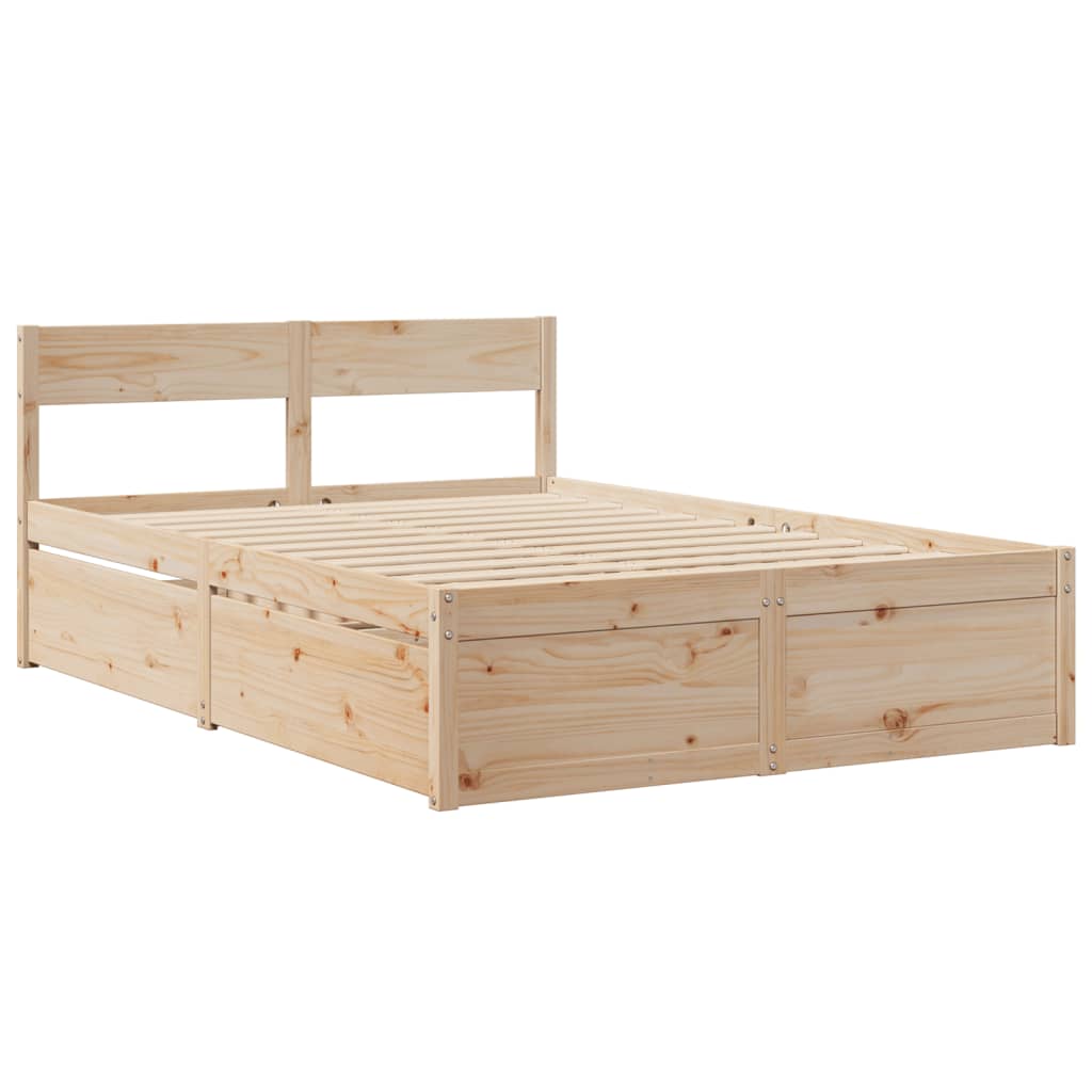 Bed Frame Without Mattress 120X190 Cm Small Double Solid Wood Pine