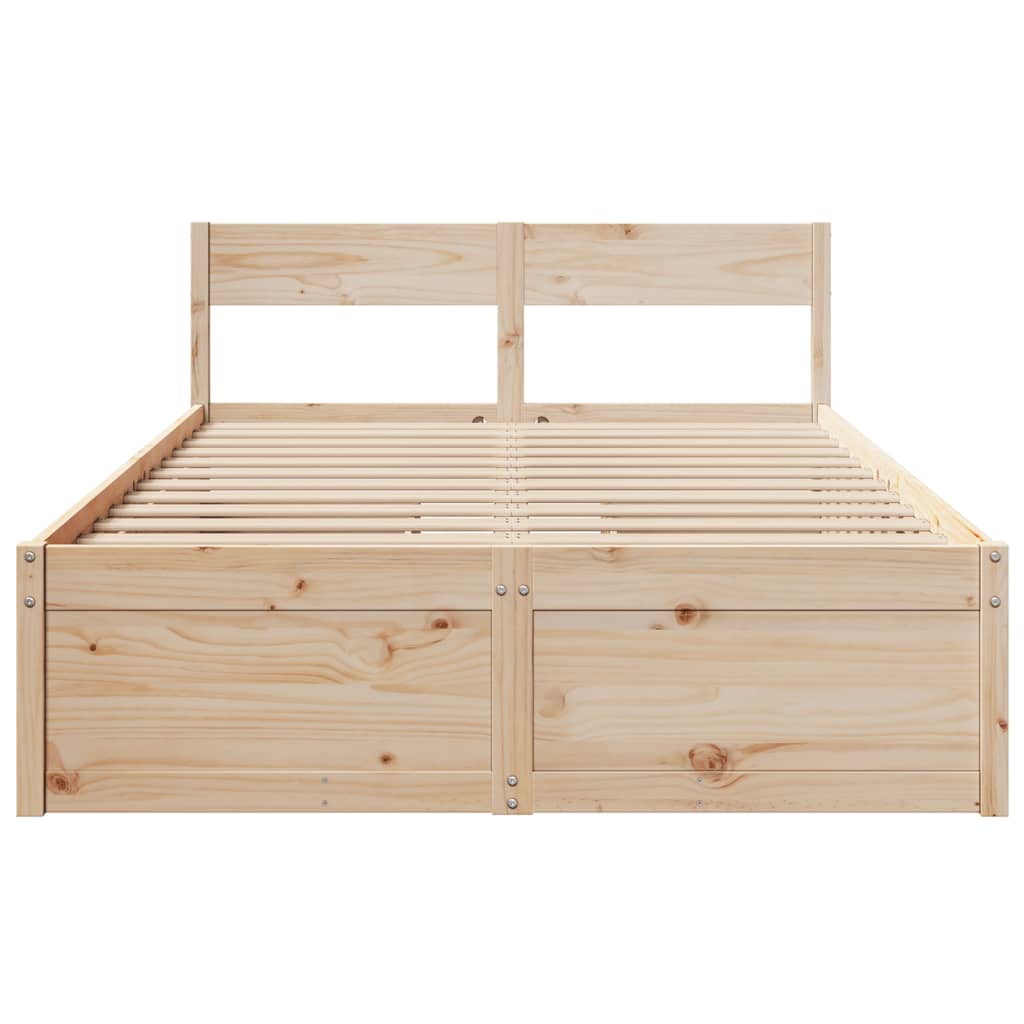 Bed Frame Without Mattress 120X190 Cm Small Double Solid Wood Pine