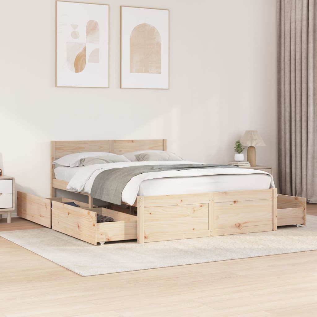 Bed Frame Without Mattress 120X190 Cm Small Double Solid Wood Pine