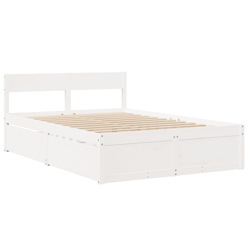 Bed Frame Without Mattress White 120X190 Cm Small Double Solid Wood Pine