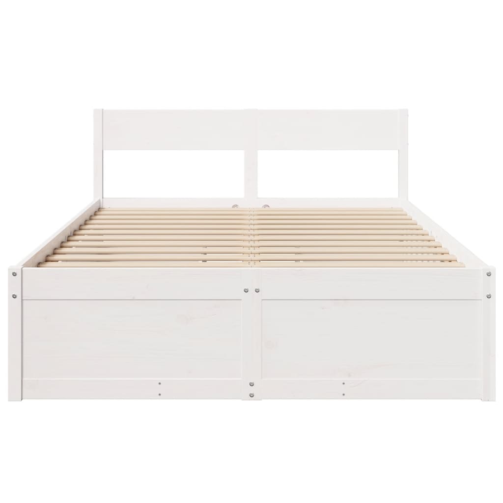 Bed Frame Without Mattress White 120X190 Cm Small Double Solid Wood Pine