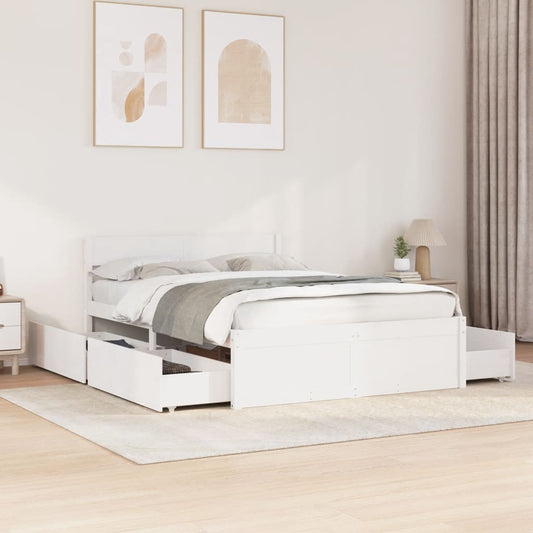 Bed Frame Without Mattress White 120X190 Cm Small Double Solid Wood Pine