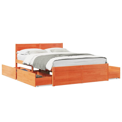 Bed Frame Without Mattress Wax Brown 120X190 Cm Small Double Solid Wood Pine