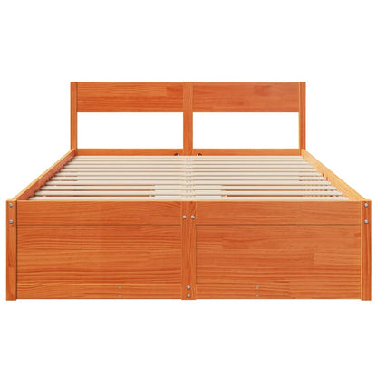 Bed Frame Without Mattress Wax Brown 120X190 Cm Small Double Solid Wood Pine