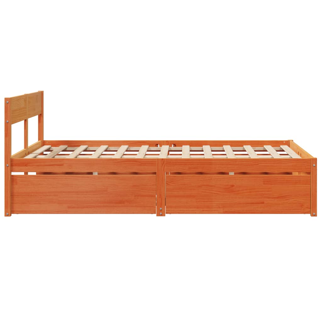 Bed Frame Without Mattress Wax Brown 120X190 Cm Small Double Solid Wood Pine