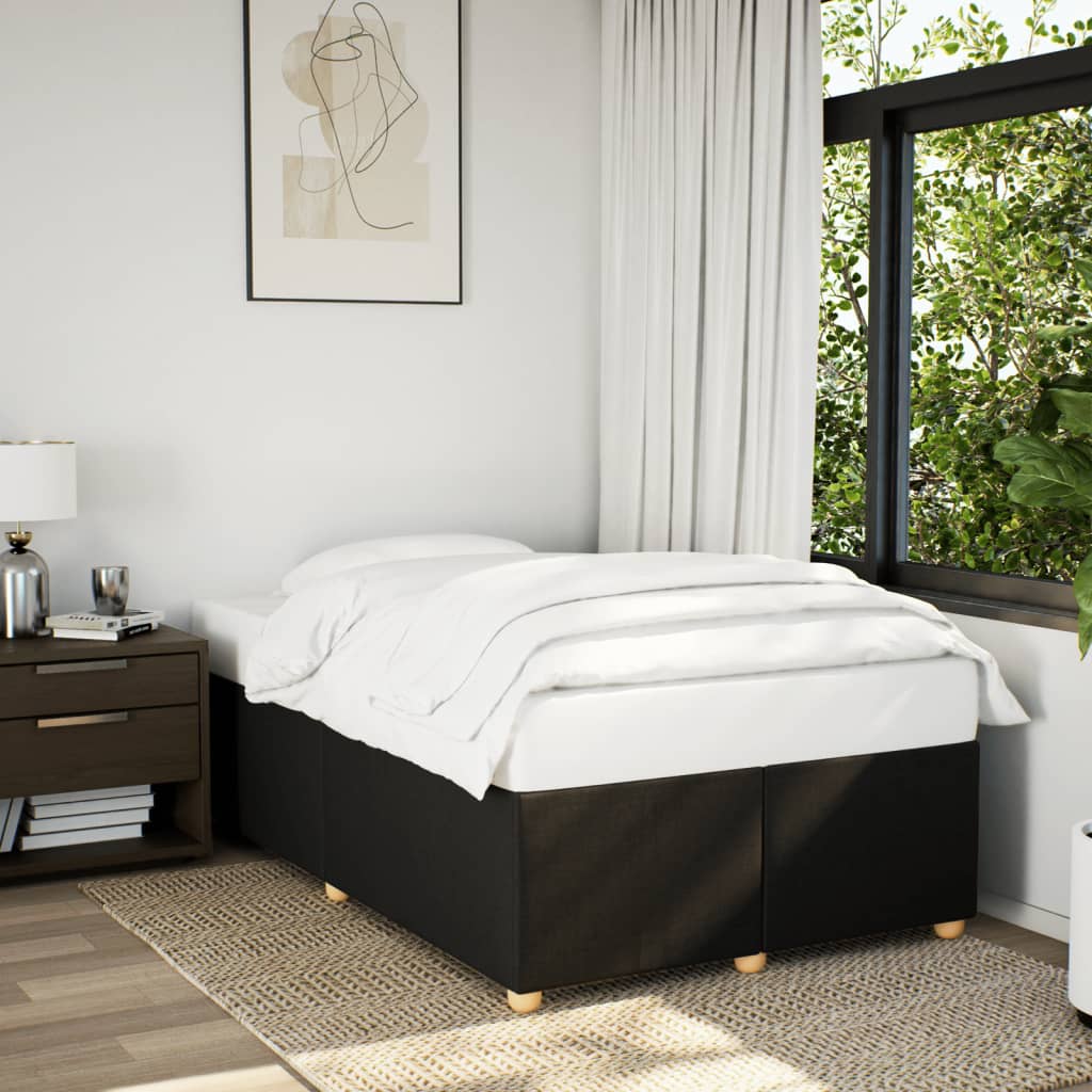 Bed Frame Without Mattress Black 120X190 Cm Small Double Fabric