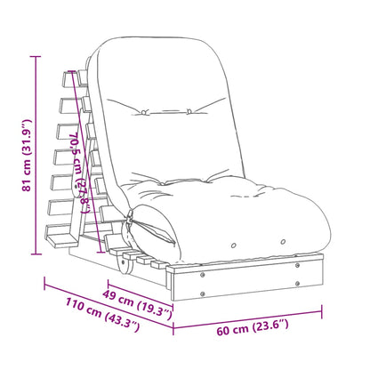 Futon Sofa Bed With Mattress White 60X206X11 Cm Solid Wood Pine