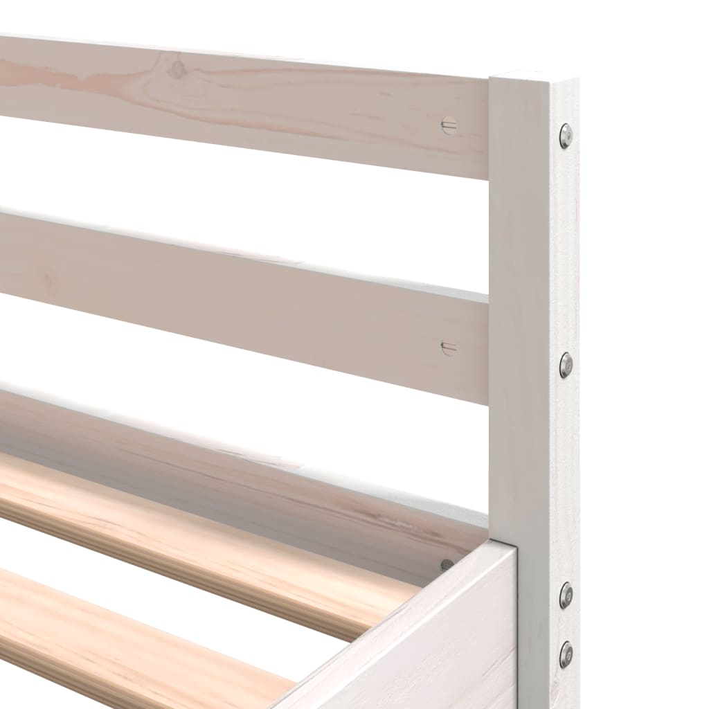 Loft Bed With Desk And Ladder White 180X200 Cm Super King Solid Wood Pine