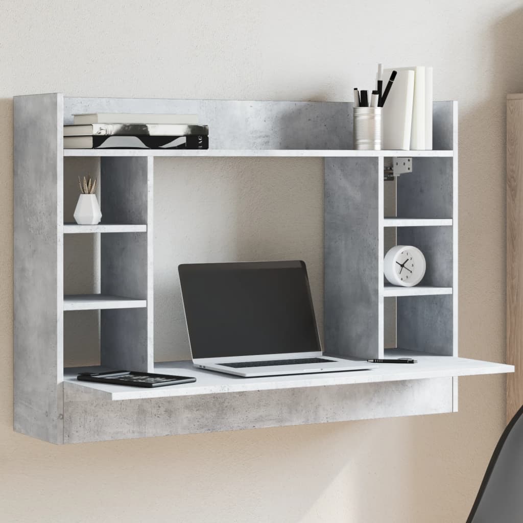 Wall-Mounted Desk Concrete Grey 105X48X75 Cm Engineered Wood