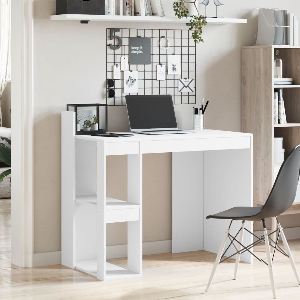 Office Desk White 103.5X56.5X94 Cm Engineered Wood