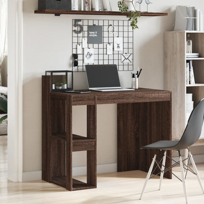 Office Desk Brown Oak 103.5X56.5X94 Cm Engineered Wood