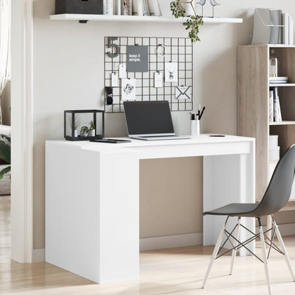 Office Desk White 123.5X73.5X75 Cm Engineered Wood