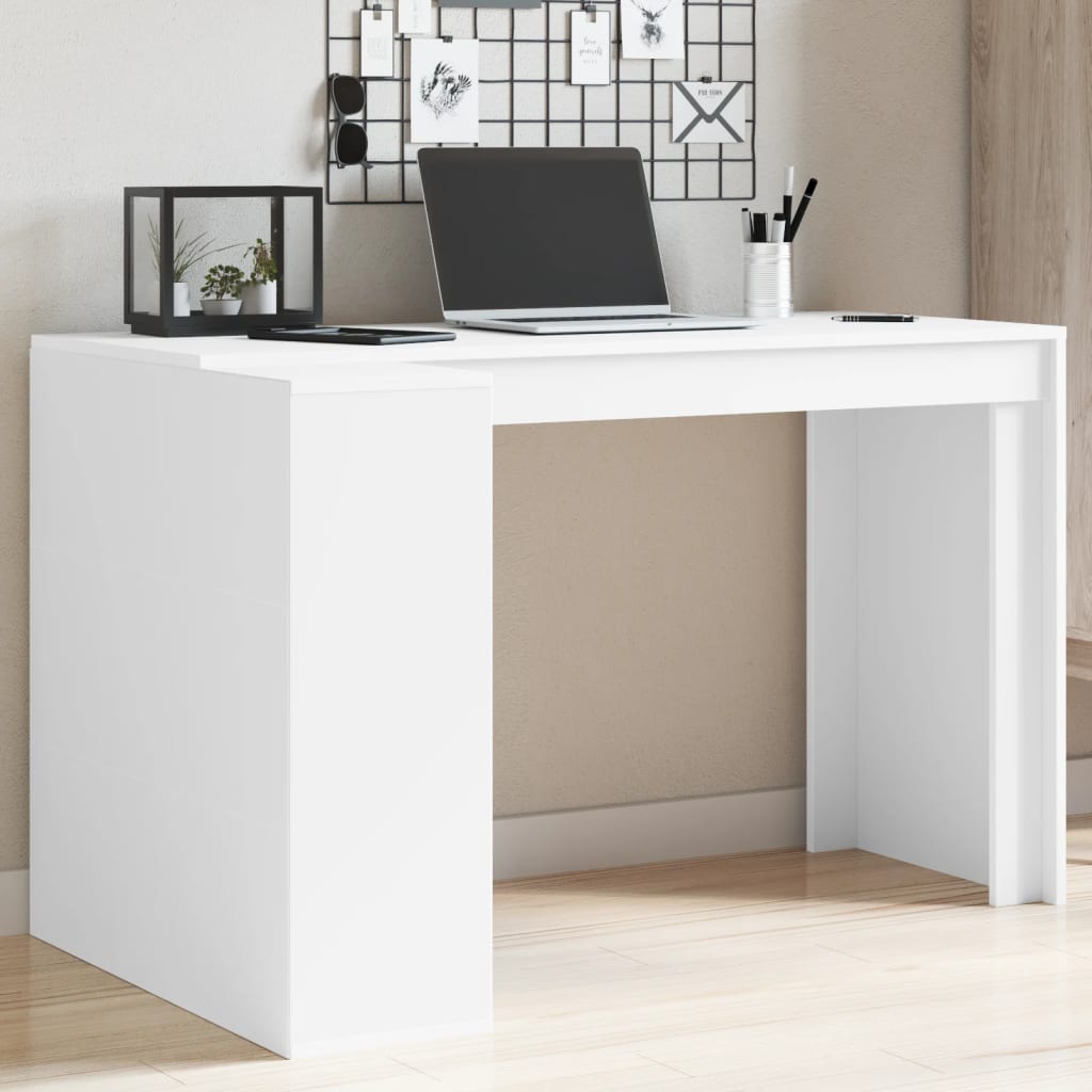 Office Desk White 123.5X73.5X75 Cm Engineered Wood