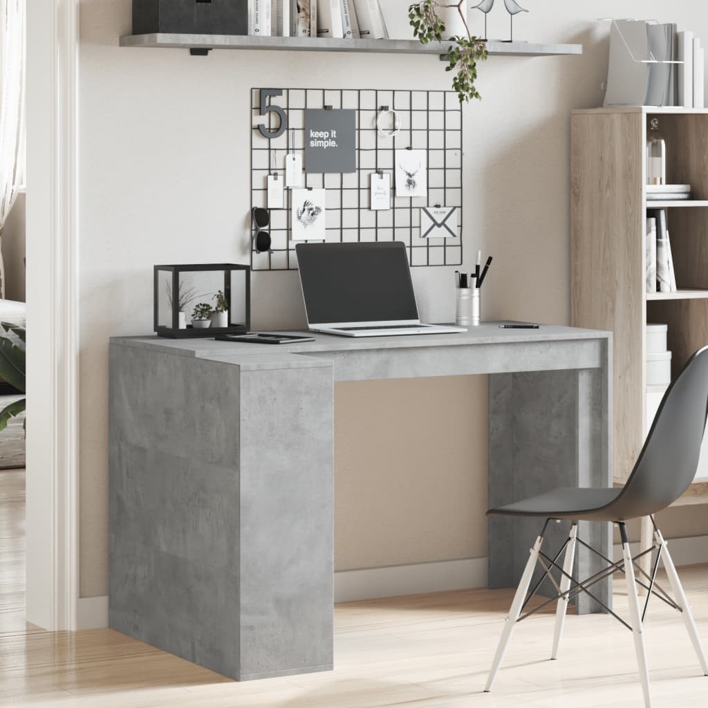 Office Desk Concrete Grey 123.5X73.5X75 Cm Engineered Wood