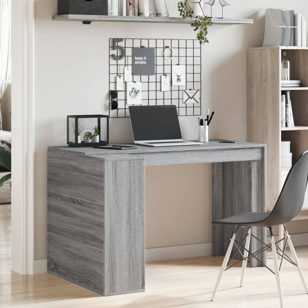 Office Desk Grey Sonoma 123.5X73.5X75 Cm Engineered Wood