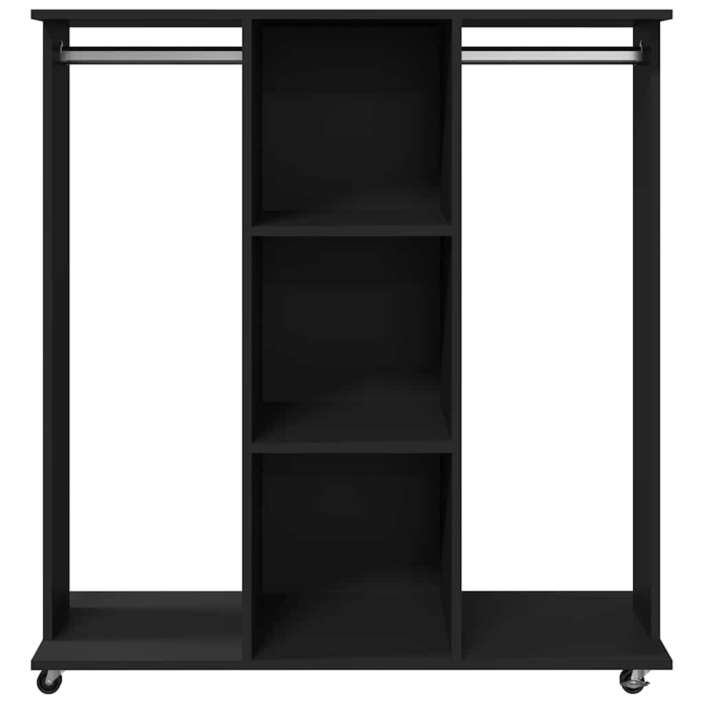 Wardrobe With Wheels Black 102X38X110 Cm Engineered Wood