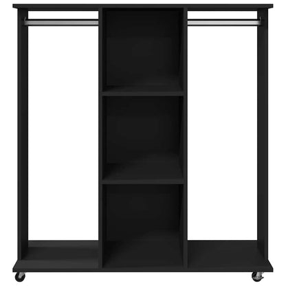 Wardrobe With Wheels Black 102X38X110 Cm Engineered Wood