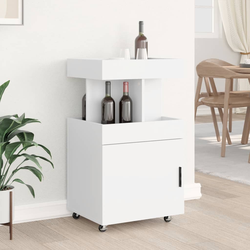 Bar Cart White 50X41X89 Cm Engineered Wood