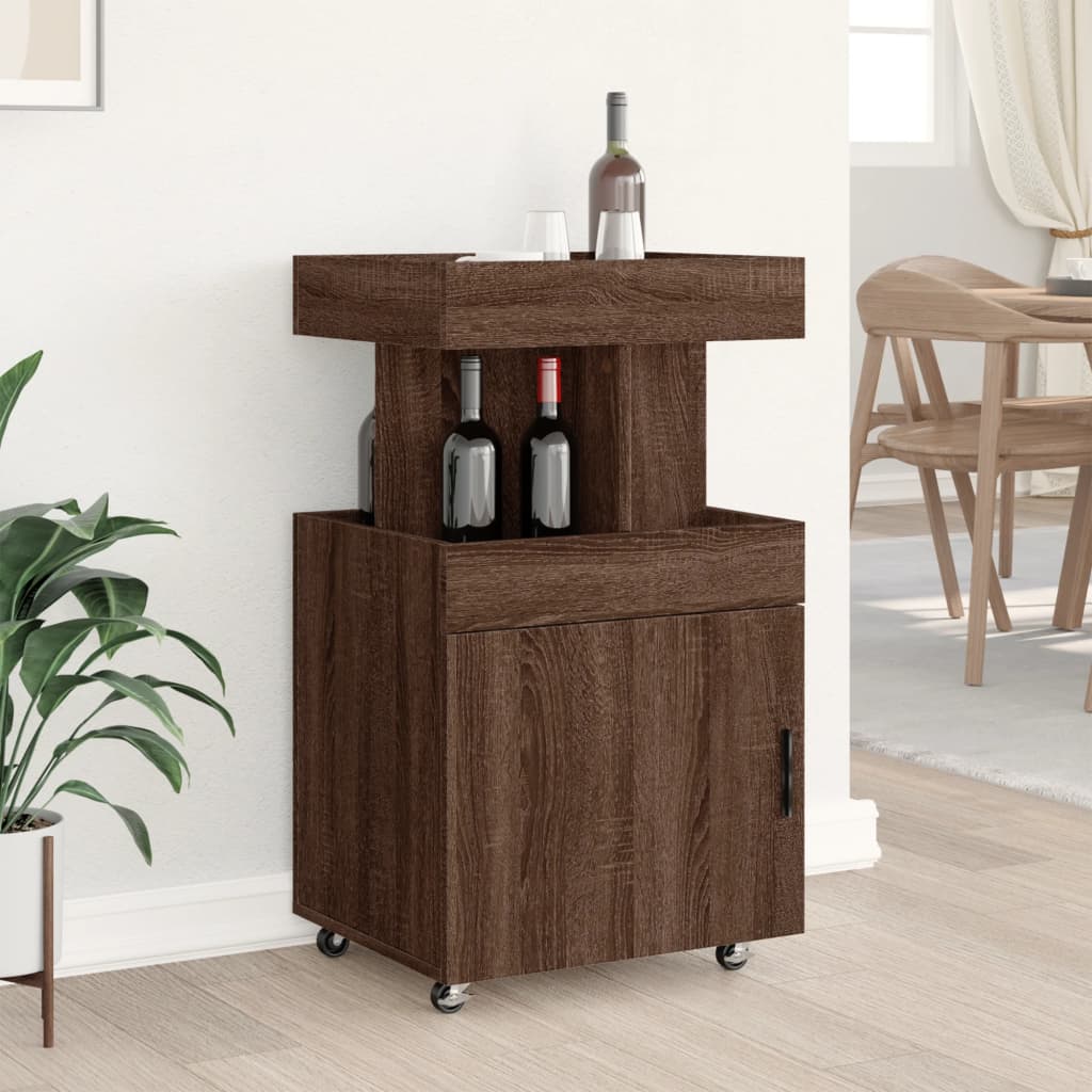 Bar Cart Brown Oak 50X41X89 Cm Engineered Wood