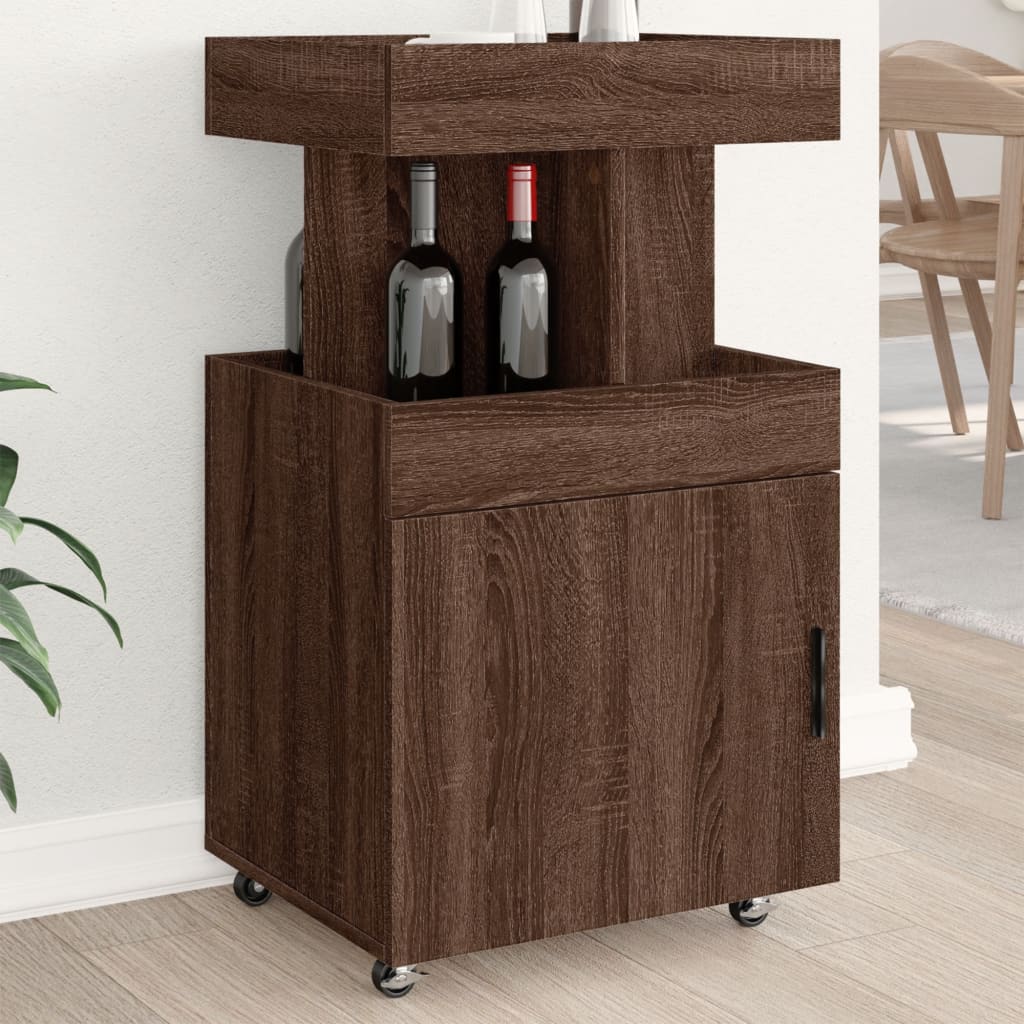 Bar Cart Brown Oak 50X41X89 Cm Engineered Wood