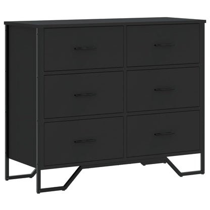 Chest Of Drawers Black 91X35.5X74.5 Cm Engineered Wood