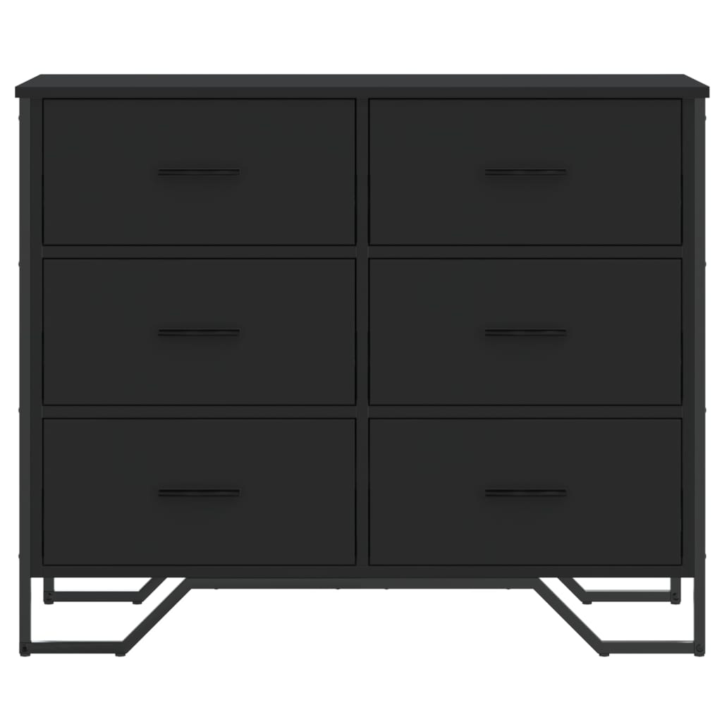 Chest Of Drawers Black 91X35.5X74.5 Cm Engineered Wood