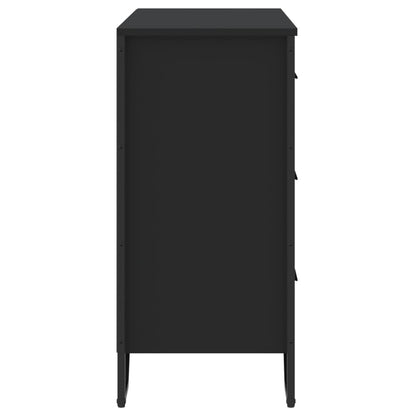 Chest Of Drawers Black 91X35.5X74.5 Cm Engineered Wood