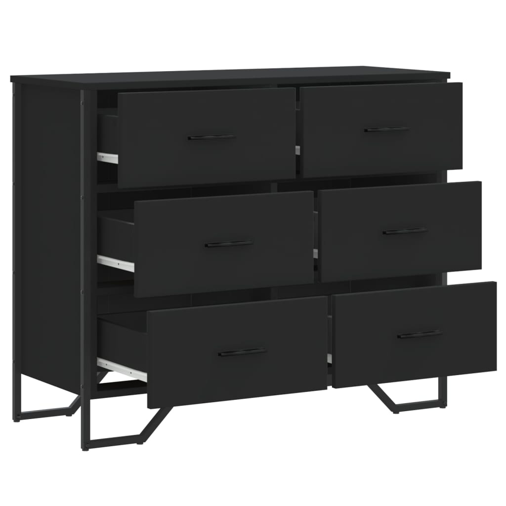 Chest Of Drawers Black 91X35.5X74.5 Cm Engineered Wood