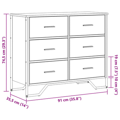 Chest Of Drawers Black 91X35.5X74.5 Cm Engineered Wood