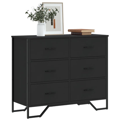 Chest Of Drawers Black 91X35.5X74.5 Cm Engineered Wood