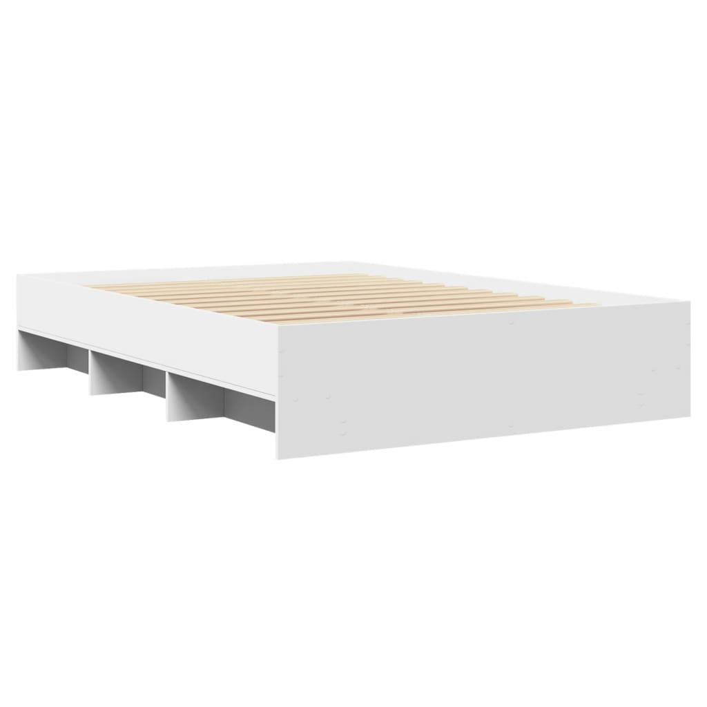 Bed Frame Without Mattress White 120X190 Cm Small Double Engineered Wood