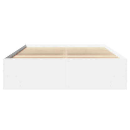 Bed Frame Without Mattress White 120X190 Cm Small Double Engineered Wood