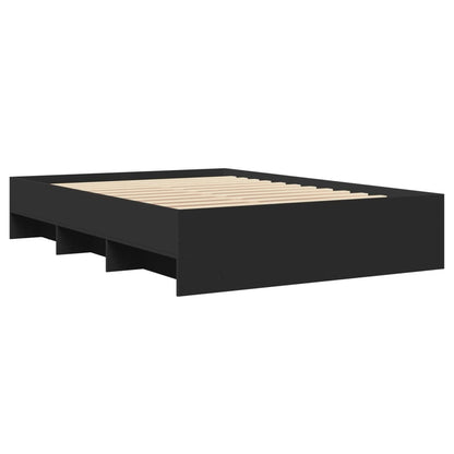 Bed Frame Without Mattress Black 120X190 Cm Small Double Engineered Wood