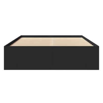 Bed Frame Without Mattress Black 120X190 Cm Small Double Engineered Wood