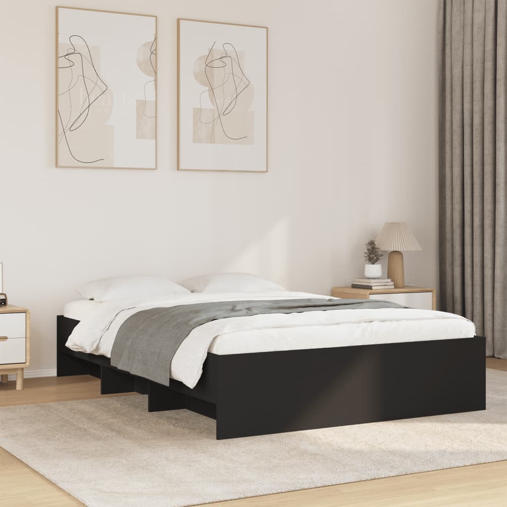 Bed Frame Without Mattress Black 120X190 Cm Small Double Engineered Wood