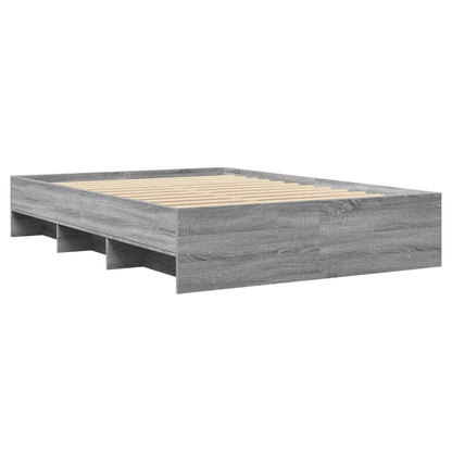 Bed Frame Without Mattress Grey Sonoma 120X190 Cm Small Double Engineered Wood